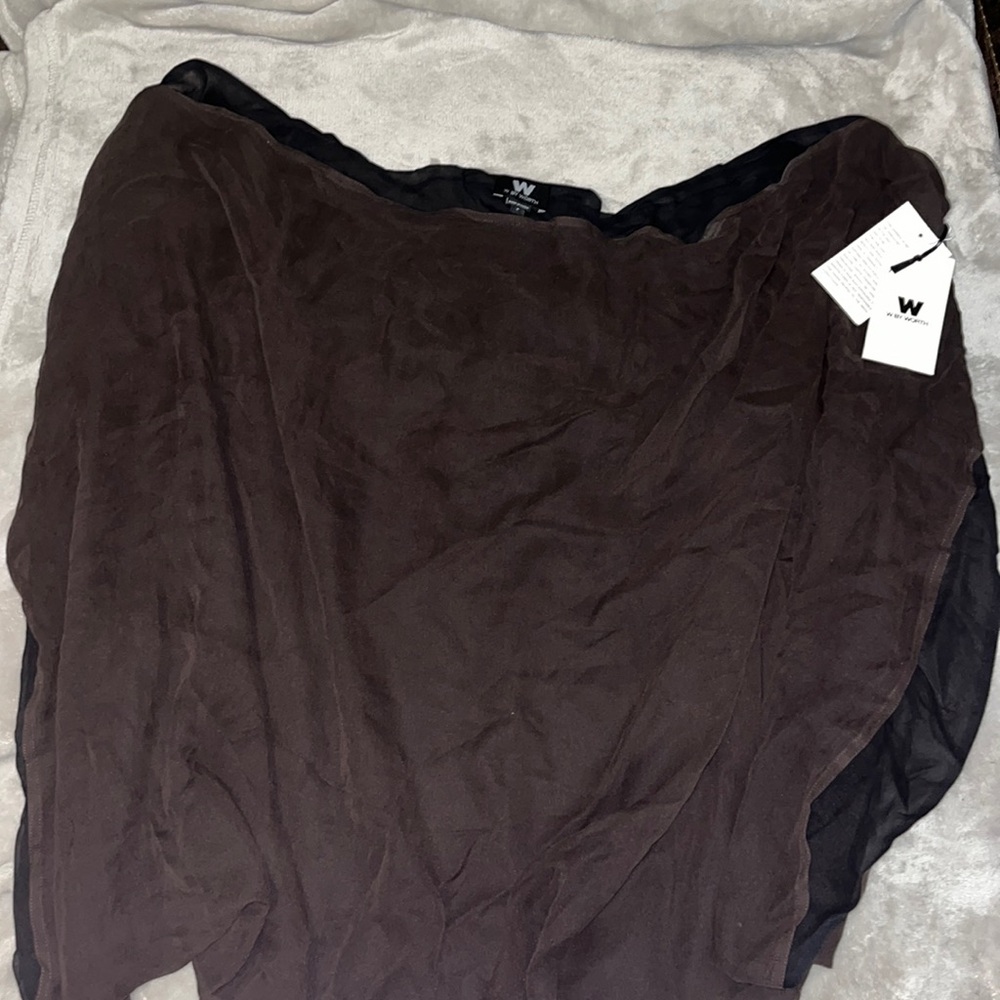 W by Worth brown silk cover up top